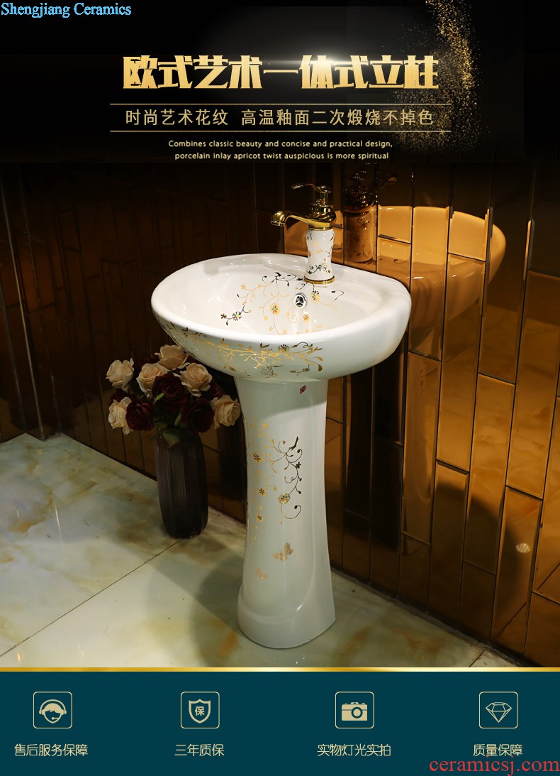 Gold cellnique ceramics column basin floor balcony Europe type lavatory basin creative one-piece column basin basin