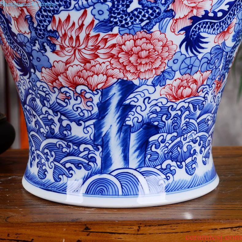 Jingdezhen ceramics vase hand-painted flower arranging furnishing articles of Chinese style living room TV cabinet decoration porcelain home decoration