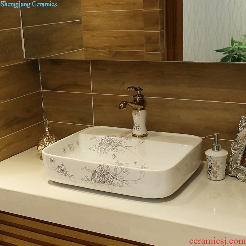 Gold cellnique stage basin of jingdezhen ceramic lavabo lavatory basin bathroom basin Circular marble