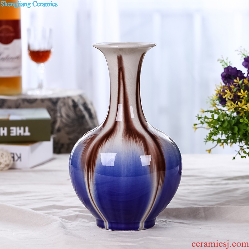 Jingdezhen ceramics vase furnishing articles powder blue glaze sweet grain ears and design the sitting room of Chinese style household ornaments