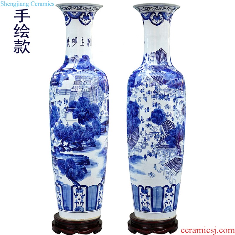 Master of jingdezhen ceramics vase hand-painted shadow blue paint pomegranate bottles of Chinese style living room decoration office furnishing articles