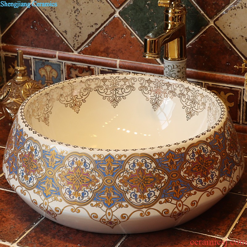 Gold cellnique jingdezhen stage basin ceramic art basin toilet lavabo square basin of abstract art