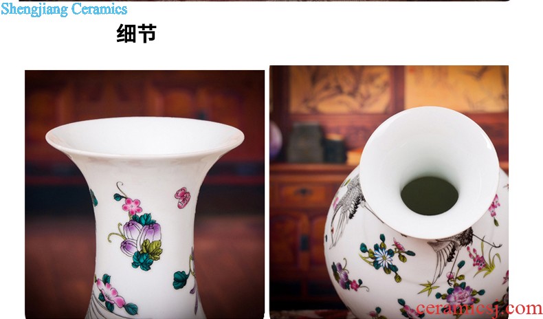 Jingdezhen ceramics antique vase hand-painted painting and calligraphy calligraphy and painting tube of classical Chinese style living room decorations study furnishing articles