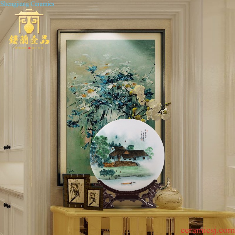 Jingdezhen ceramics by hand draw pastel flower vase picture book high mountain water long sitting room adornment is placed