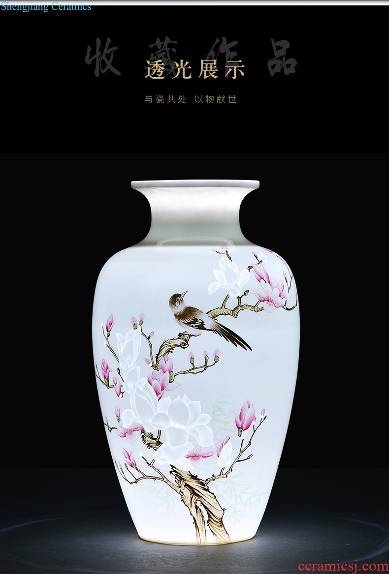 Large vase large hand-painted porcelain of jingdezhen ceramics new Chinese style household living room TV cabinet decoration