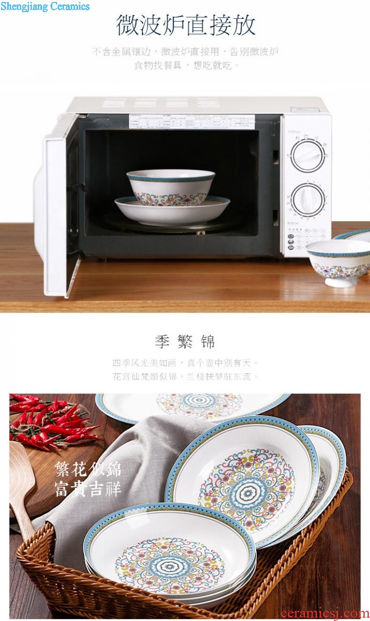 inky Jingdezhen porcelain tableware suit bone The Mediterranean amorous feelings of eating food dishes suit household love the sea