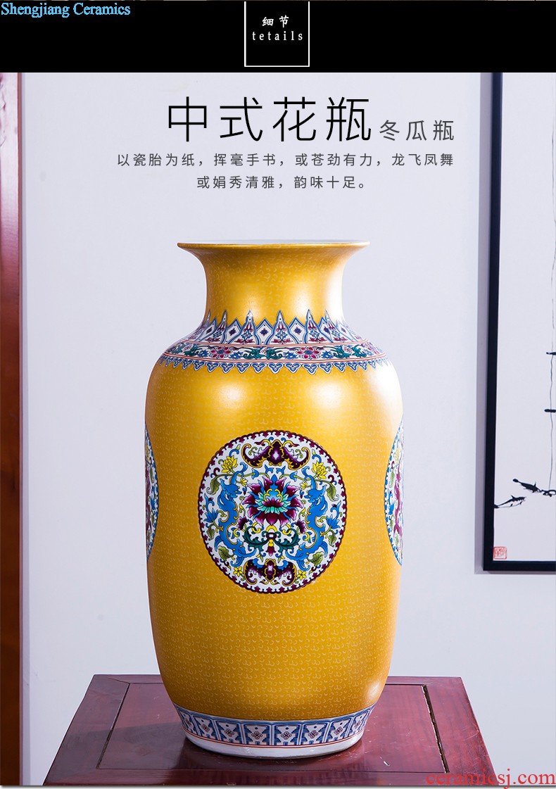 Jingdezhen ceramics of large vases, flower arranging yellow peony home sitting room adornment is placed large size 8