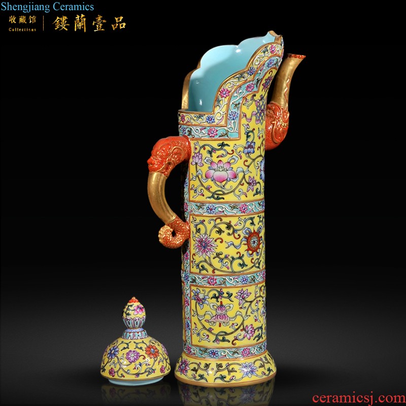 Jingdezhen imperial kiln chinaware imitation kangxi alum red paint dragon grain long-necked vase the celestial sphere sitting room collection furnishing articles