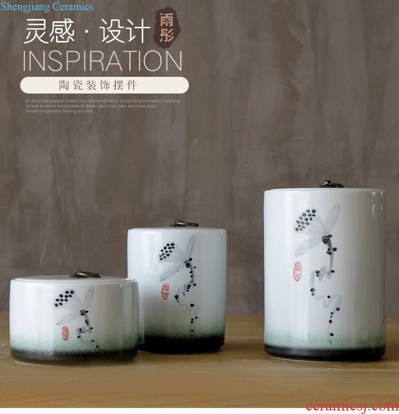 The rain tong home | jingdezhen Chinese zen furnishing articles The sitting room porch decoration ceramic blue round ceramic pot