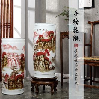 Jingdezhen ceramic hand-painted scenery of blue and white porcelain vase family in the mountains Sitting room place of new Chinese style household act the role ofing is tasted