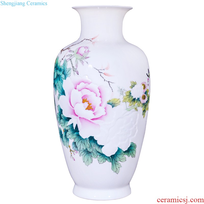 Jingdezhen ceramics and exquisite carving flower vase yanan life home sitting room decoration collection furnishing articles