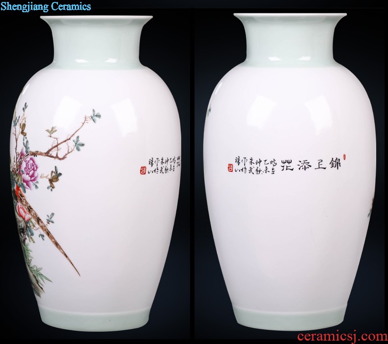 New Chinese style of jingdezhen ceramics creative hand-painted flowers and birds three-piece floret bottle of home sitting room adornment is placed