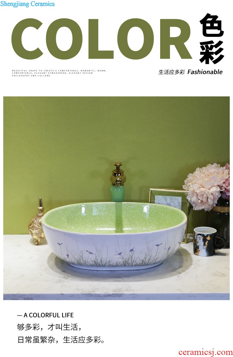 On the ceramic bowl wash gargle lavabo household elliptic green art basin bathroom sinks basin