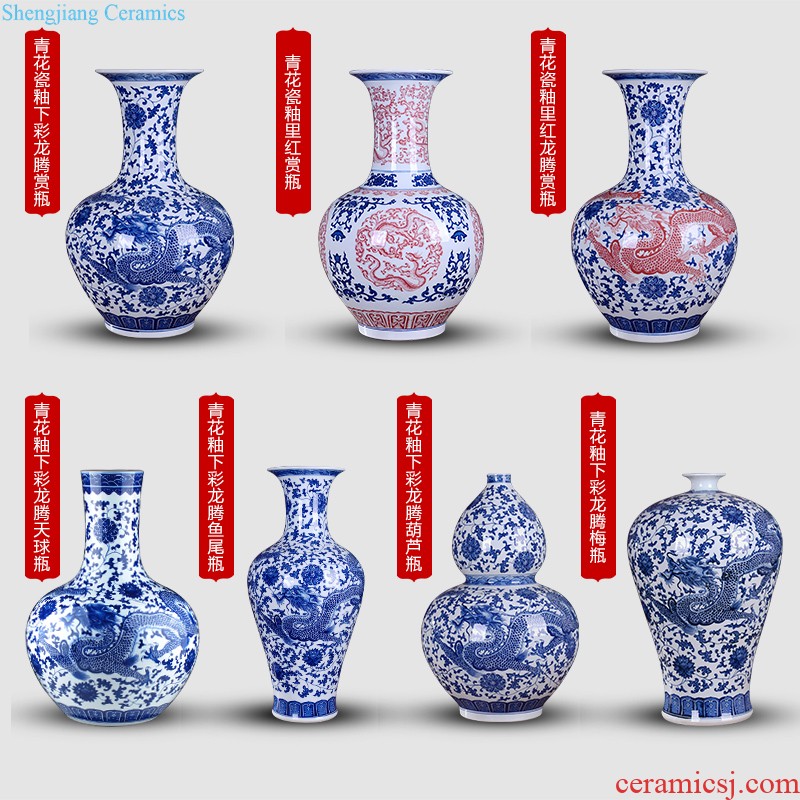 Master of jingdezhen blue and white porcelain ceramic vase hand-painted mei bottles of modern home decoration mountains scenery of jiangnan furnishing articles