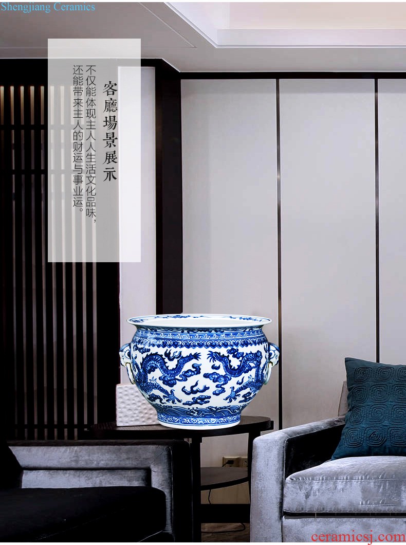 Jingdezhen ceramics hand-painted blue and white porcelain vase general storage jar jar of furnishing articles of new Chinese style household ornaments