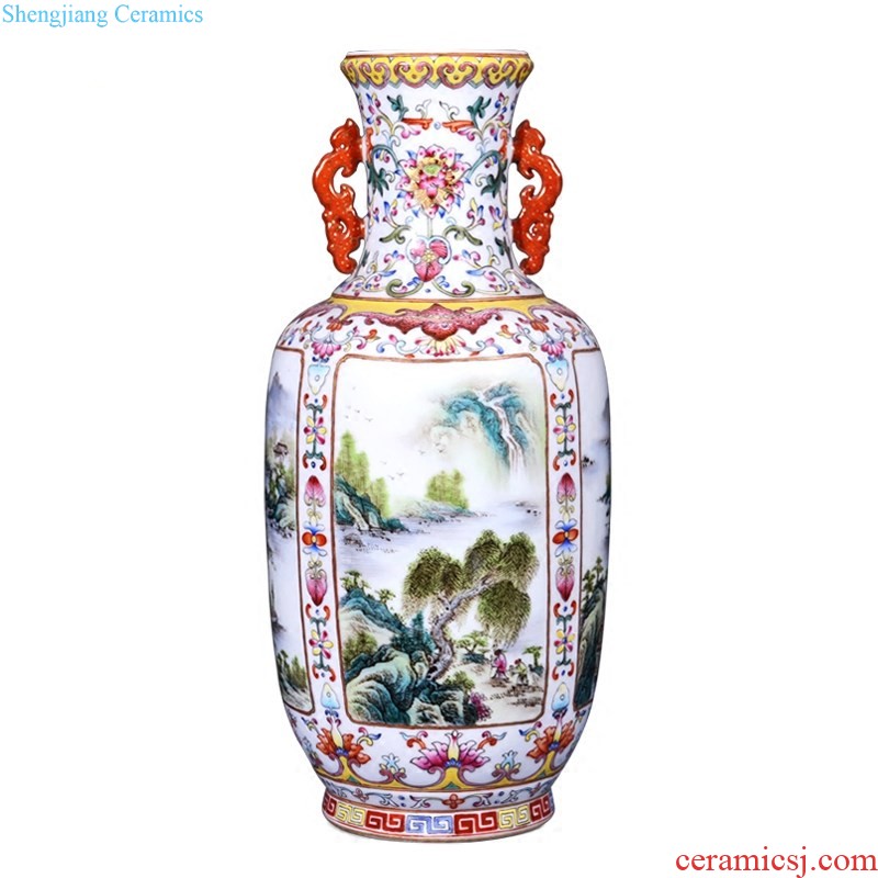 Jingdezhen ceramics imitation qing qianlong blue and red sea hoses gourd vases, new Chinese style household decorations furnishing articles