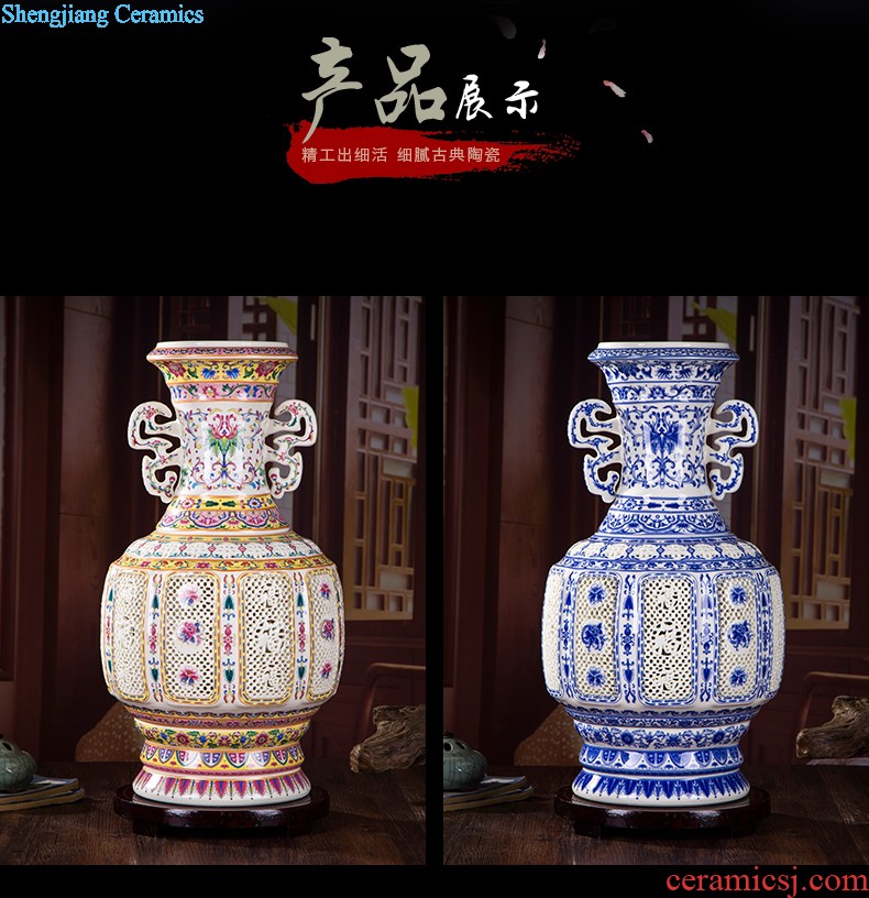 Jingdezhen ceramics festival 379 Chinese red the lad landing big vase decoration porcelain porcelain furnishing articles