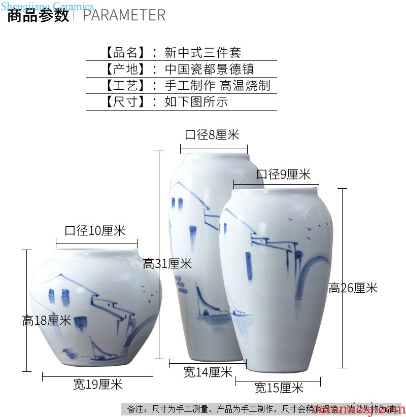 Jingdezhen ceramic hand-painted vases, dried flowers flower arrangement sitting room TV ark of new Chinese style household adornment handicraft furnishing articles