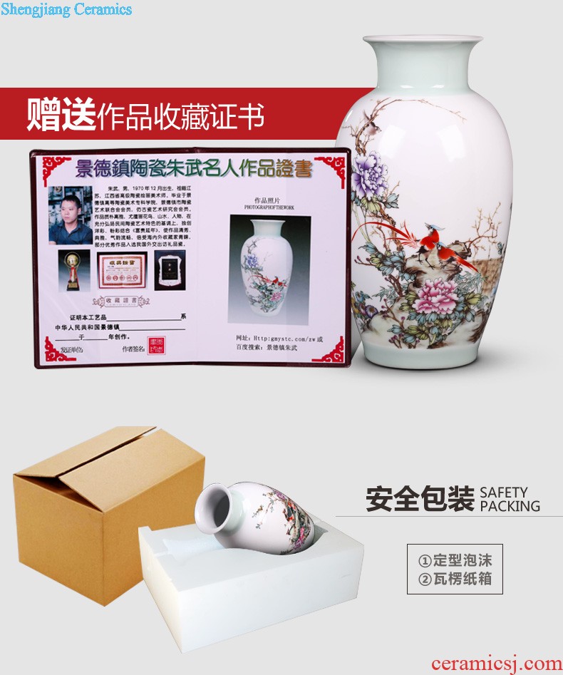 New Chinese style of jingdezhen ceramics creative hand-painted flowers and birds three-piece floret bottle of home sitting room adornment is placed