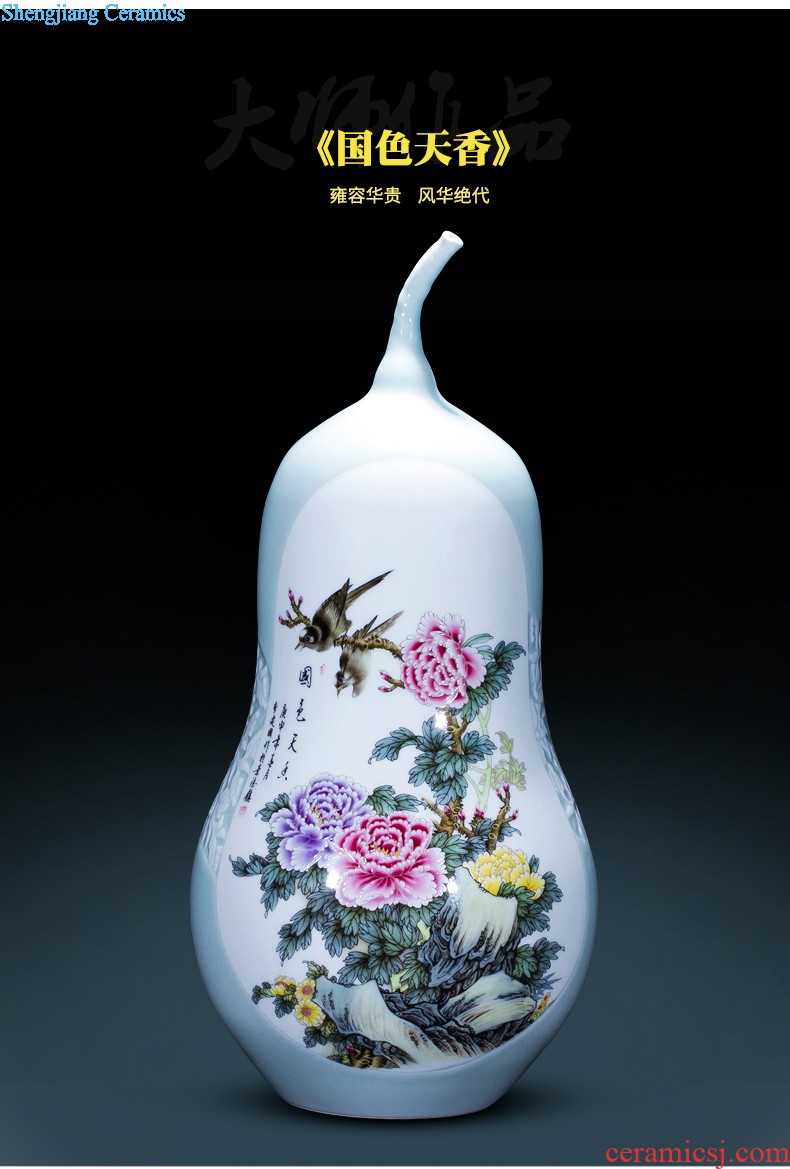 Jingdezhen ceramic antique hand-painted pastel peony flower vases, the sitting room porch decoration of Chinese style household furnishing articles