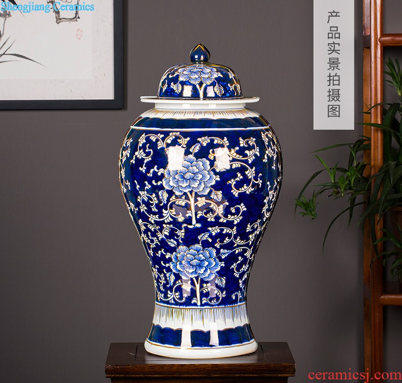 Jingdezhen chinaware paint hand-painted yellow antique Chinese blue and white porcelain vase to the sitting room TV cabinet decorative furnishing articles