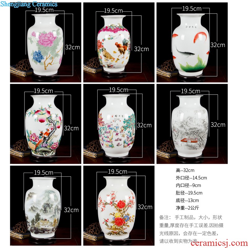 Jingdezhen ceramics lad peach thin foetus vases, flower arranging furnishing articles furnishing articles home sitting room adornment rich ancient frame