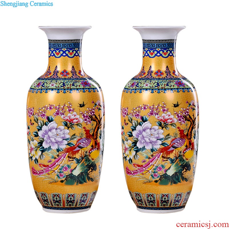 Jingdezhen ceramics hand-painted vases ChunManQianKun knife clay New Chinese style living room porch place ornament