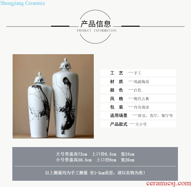 Jingdezhen ceramic furnishing articles hand-painted thick bamboo bird cover ceramic pot villa decoration floor vase