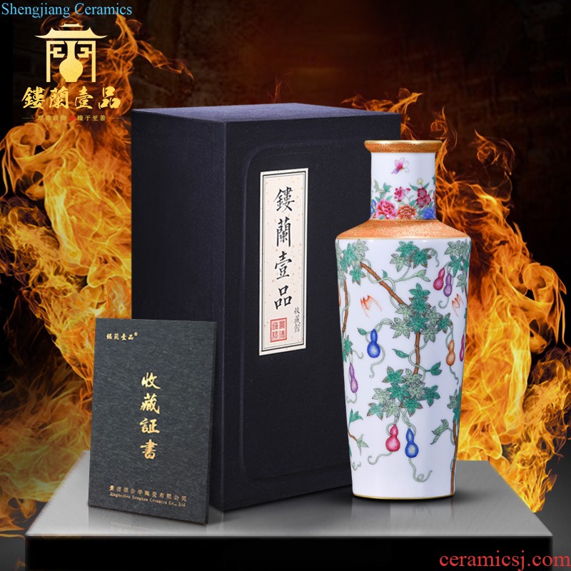 Archaize of jingdezhen ceramic ink paint double gut enamel fine figure household adornment is placed on the vase