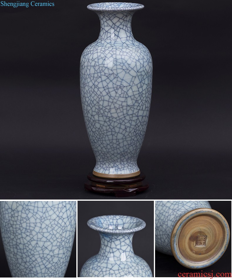 Jingdezhen ceramic blue vase flower arranging home decoration of Chinese style dried flowers flower arrangement sitting room porch decoration furnishing articles