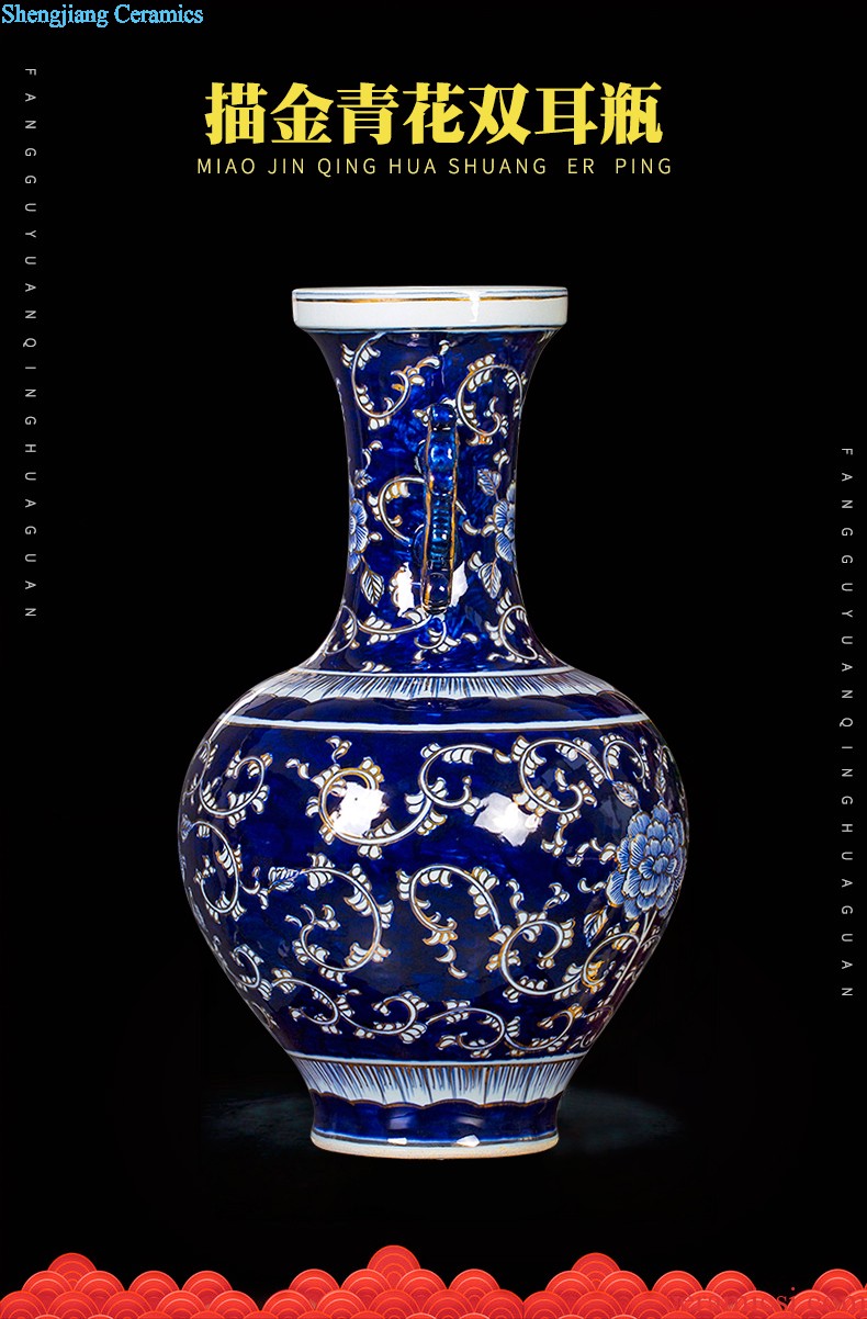 Jingdezhen ceramics vase the colour blue glaze decorations rich ancient frame place large new Chinese style living room office