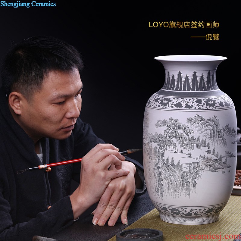 Archaize of jingdezhen ceramics sector of blue and white porcelain vase flower arrangement sitting room decorates porch Chinese style household furnishing articles