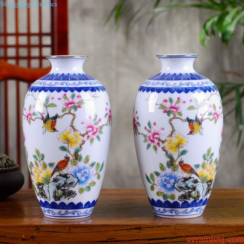 Jingdezhen ceramic vase furnishing articles hand-painted creative retro blue and white porcelain porcelain of sitting room home furnishing articles