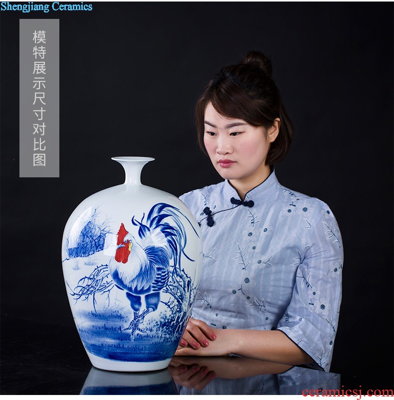 Jingdezhen ceramic hand-painted large blue and white porcelain vase Lin He spring sitting room adornment TV setting wall furnishing articles