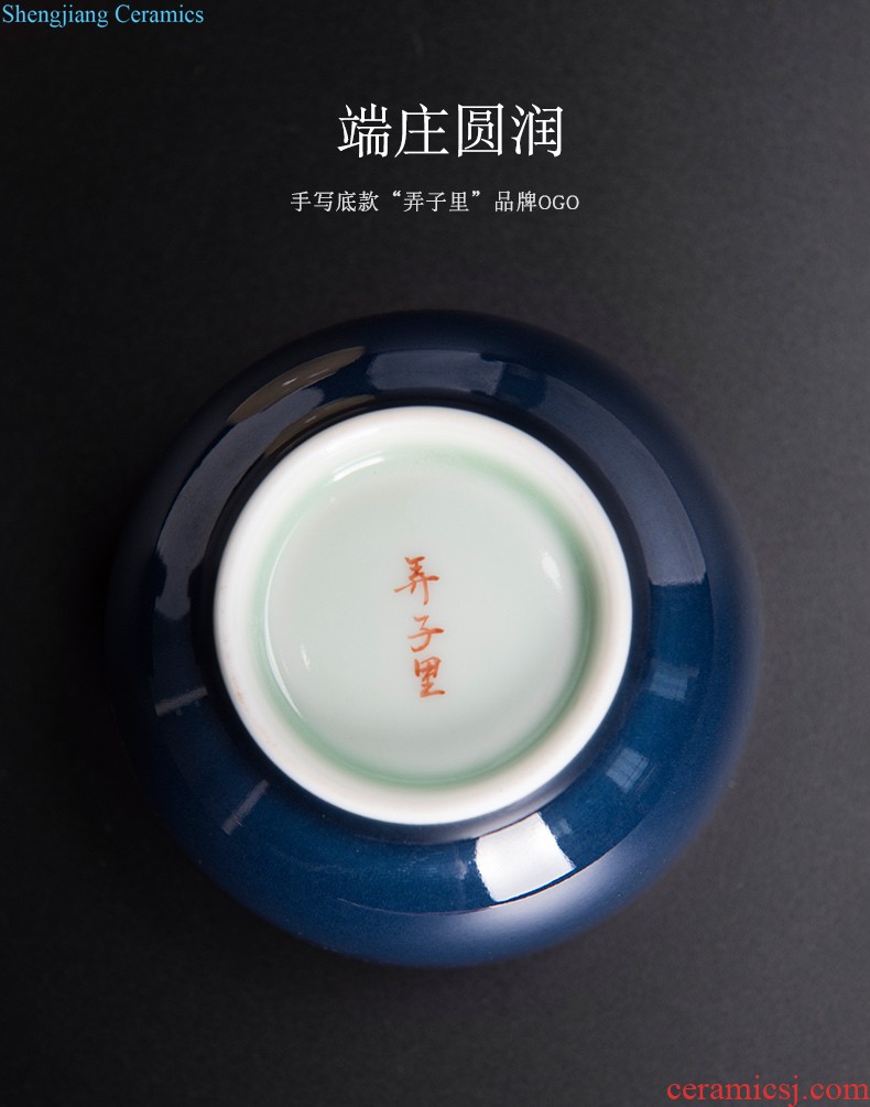 Jingdezhen kung fu tea cups kiln hand-painted teacup sample tea cup single glass ceramic tea set firewood building masters cup