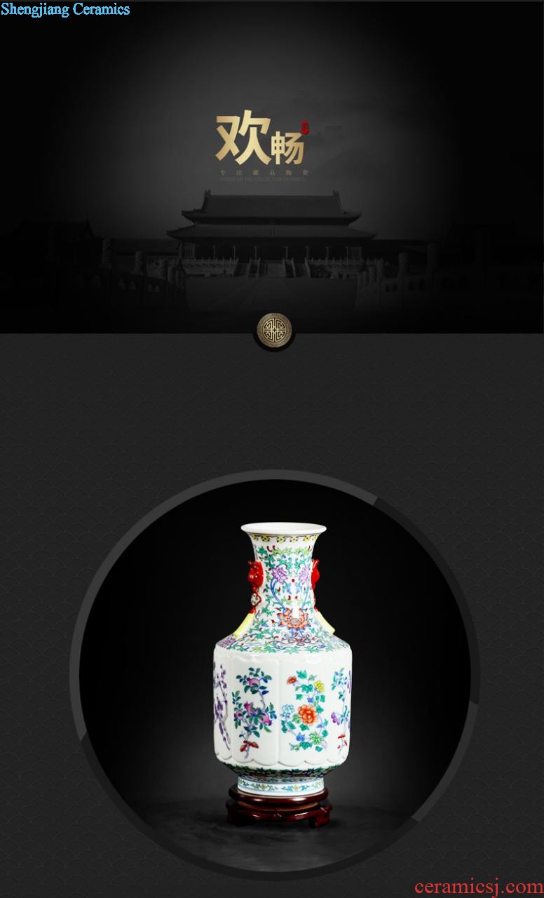 Archaize of jingdezhen ceramic famille rose by hand-painted pot-bellied vase sitting room porch decoration of Chinese style household furnishing articles