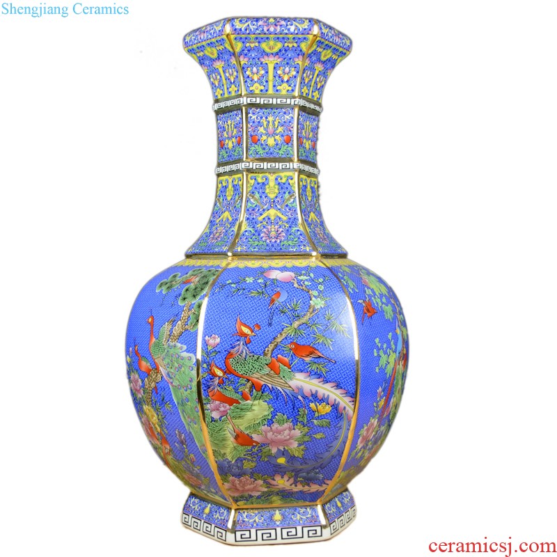 Jingdezhen chinaware paint colored enamel vase sitting room of Chinese style restoring ancient ways porch large home furnishing articles