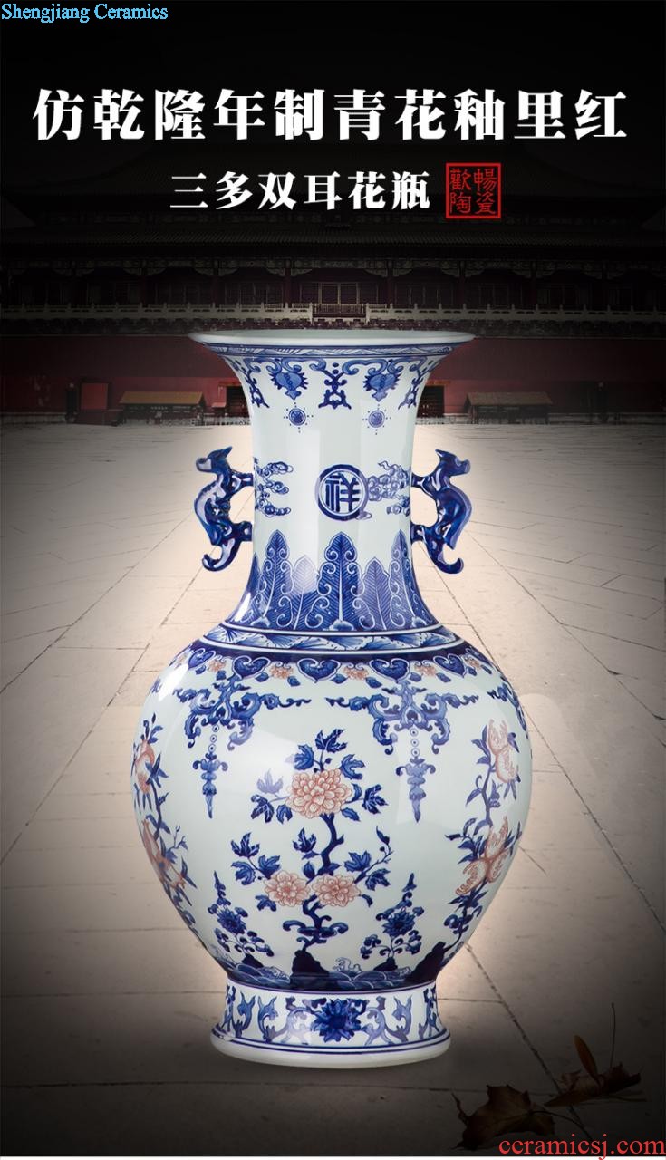 Famous master of jingdezhen ceramics hand-painted vases, flower arranging is lotus rhyme Chinese style household adornment furnishing articles