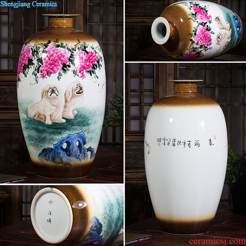 Jingdezhen ceramic floor big vase archaize hand-carved yueyang sitting room adornment is placed opening gifts