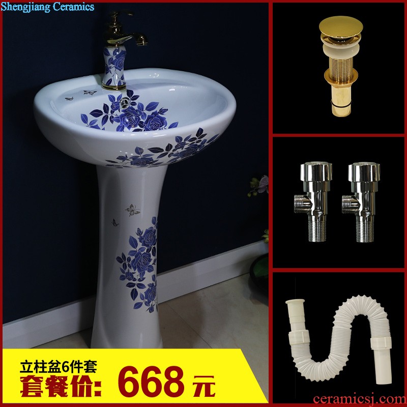 Gold cellnique ceramics column type lavatory floor balcony toilet lavabo, face basin sink pillar