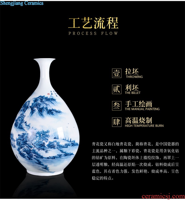 D2 jingdezhen ceramics binaural high landing big vase furnishing articles flower arranging archaize sitting room decoration home decoration