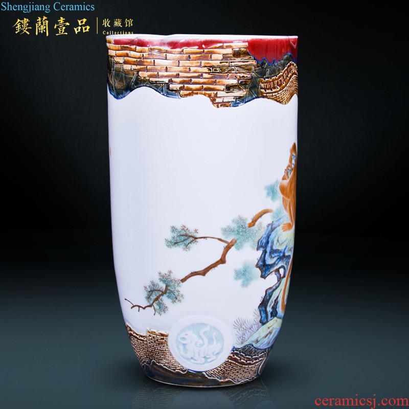 Jingdezhen ceramics imitation qing qianlong powder enamel vase all around open the big living room home furnishing articles collection