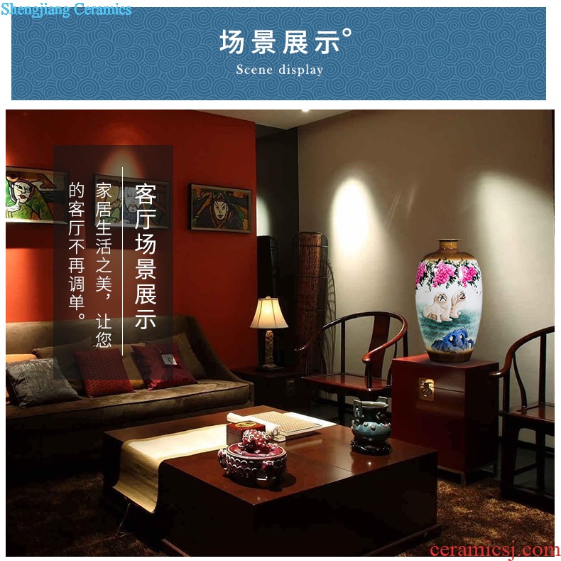 Jingdezhen ceramic floor big vase archaize hand-carved yueyang sitting room adornment is placed opening gifts