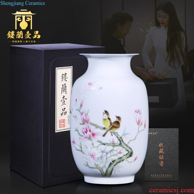 Jingdezhen ceramics hand-painted powder enamel vase new Chinese style living room decoration flower arrangement home furnishing articles