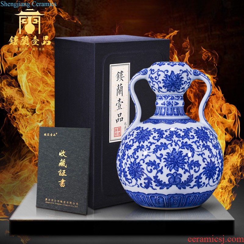 Jingdezhen ceramics hand-painted lotus pond flower arranging large vases, sitting room of Chinese style home decoration collection TV ark furnishing articles