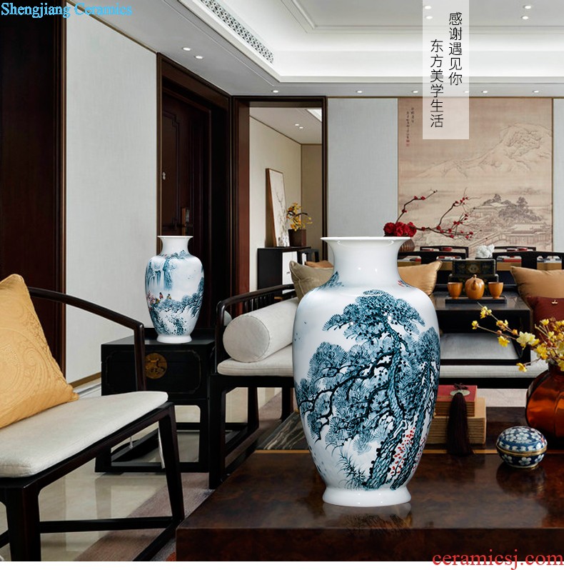 Jingdezhen ceramics antique hand-painted peacock vase sitting room adornment of large Chinese penjing opening gifts