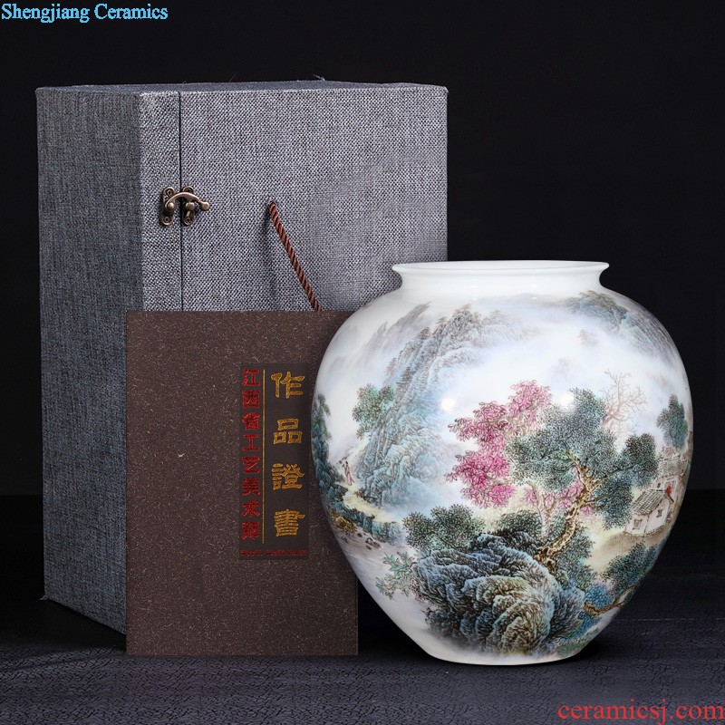 Jingdezhen ceramics vases, flower arranging hand-painted sabingga sukdun dergici jimbi New Chinese style living room place TV ark adornment