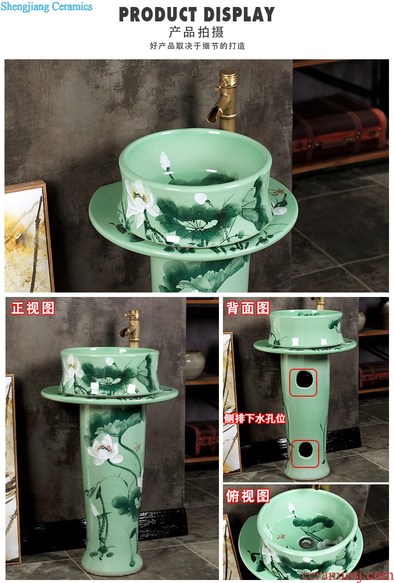 The sink pillar basin integrated ceramic basin of pillar type lavatory toilet column vertical floor balcony basin