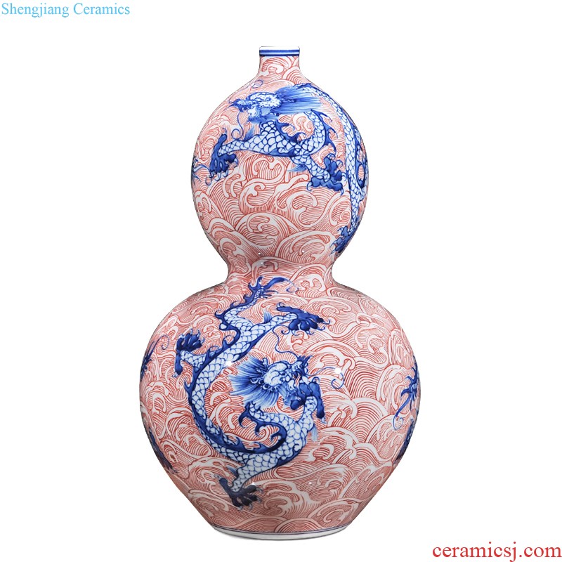 Master of jingdezhen ceramics hand-painted famille rose porcelain vase Snow jiangshan home decoration collection furnishing articles