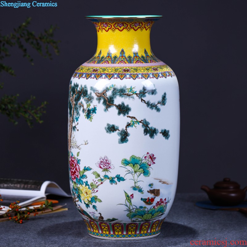 Archaize of jingdezhen ceramics collection furnishing articles famille rose flower figure square vase, flower arrangement, the sitting room adornment